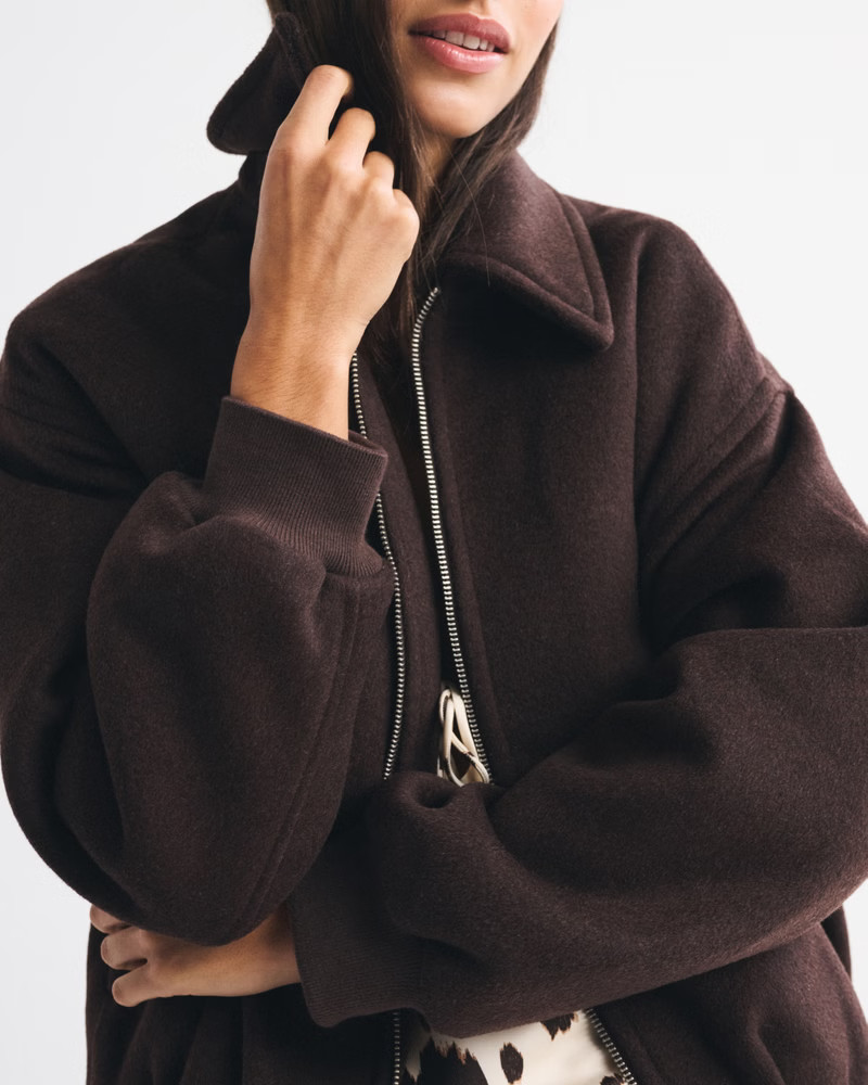 Wool-Blend Bubble Hem Coat | Abercrombie & Fitch (US)