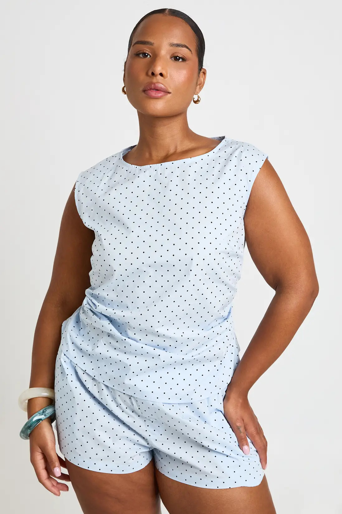 Baby Blue Plus Polka Dot Top | Boohoo USA | boohoo (US & Canada)