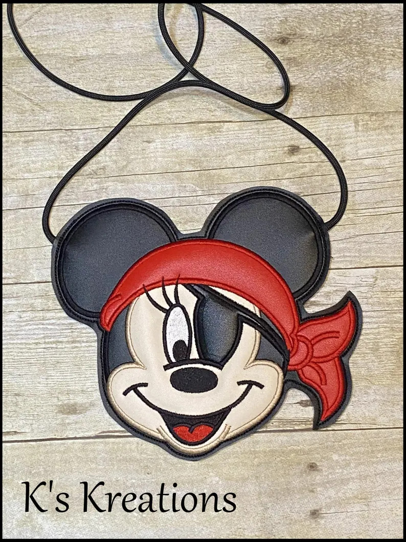 Minnie Mouse Pirate Eye Patch Crossbody Bag, Girls Disney Crossbody Purse, Minnie Pirate Flat Pur... | Etsy (US)