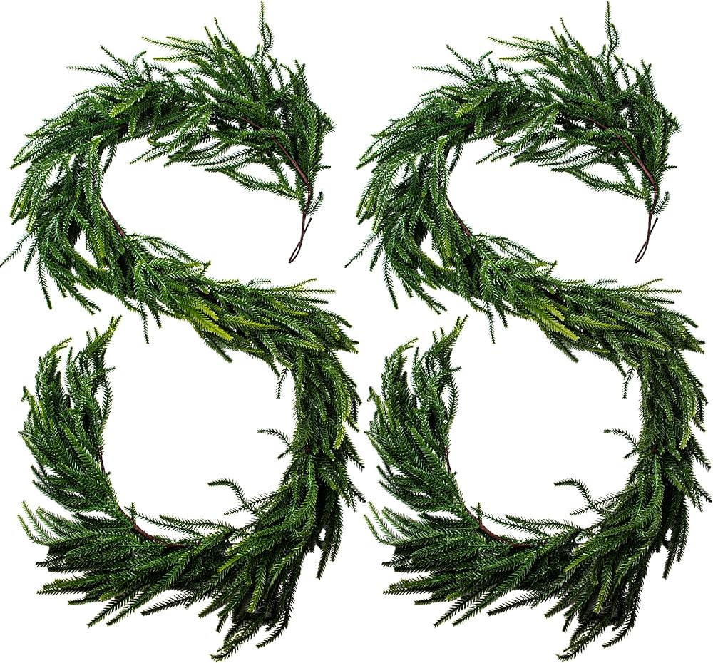 2 Pcs Real Touch Norfolk Pine Garland,Pine Garland for Christmas Decor with Extension Branch,Arti... | Amazon (US)