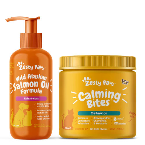 Cat Calming Bites + Wild Alaskan Salmon Oil Formula Bundle | Zesty Paws