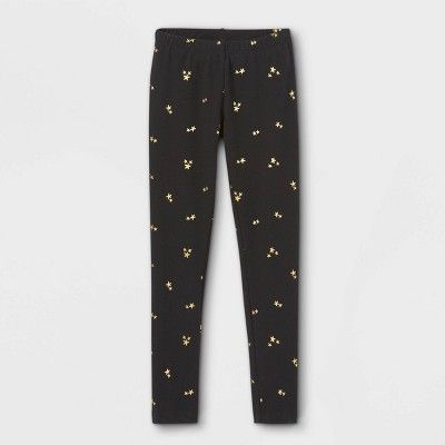 Girls' Mini Gold Star Leggings - Cat & Jack™ Black | Target