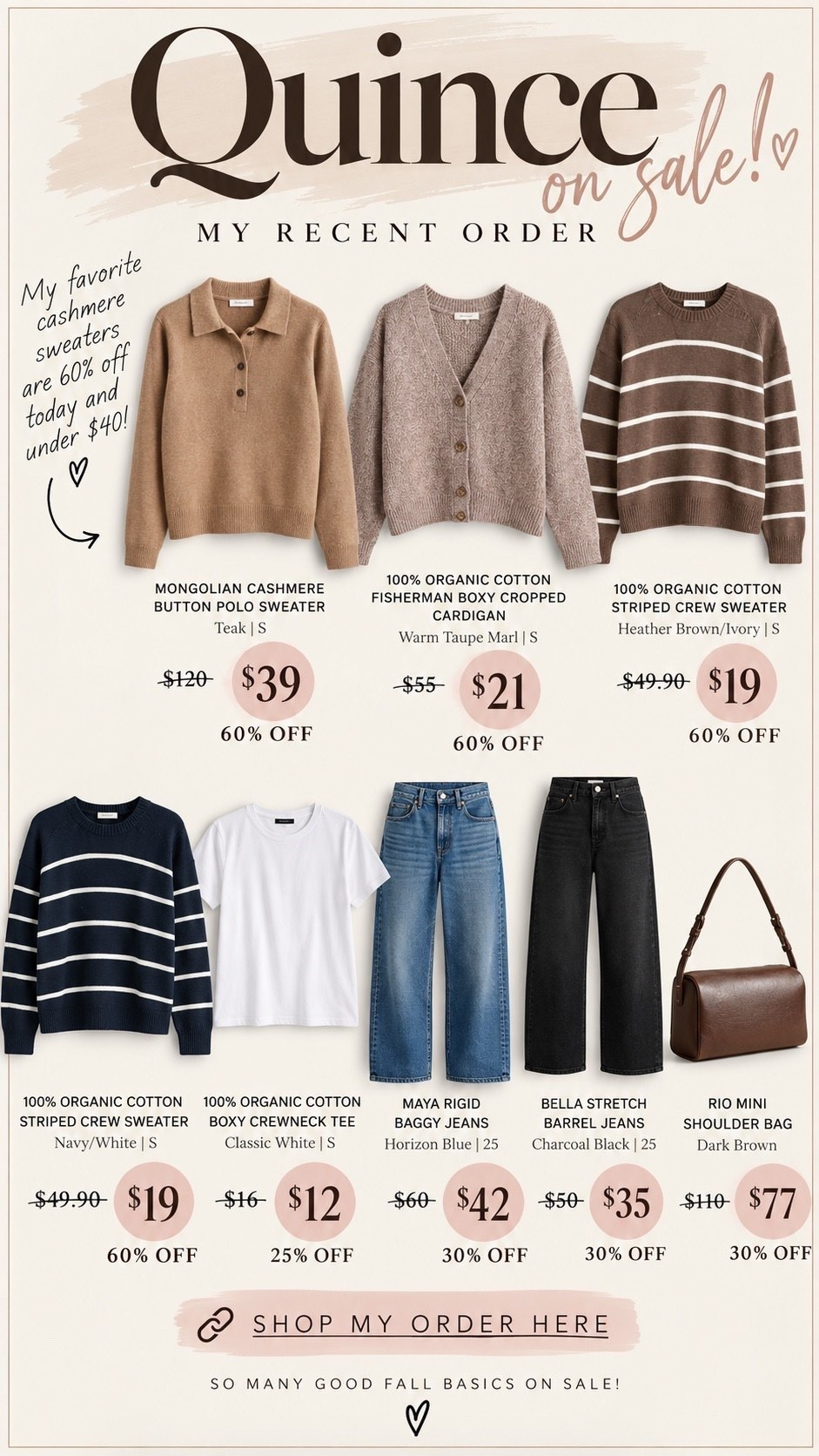 My recent quince order on sale! Sharing what I recently bought for fall!