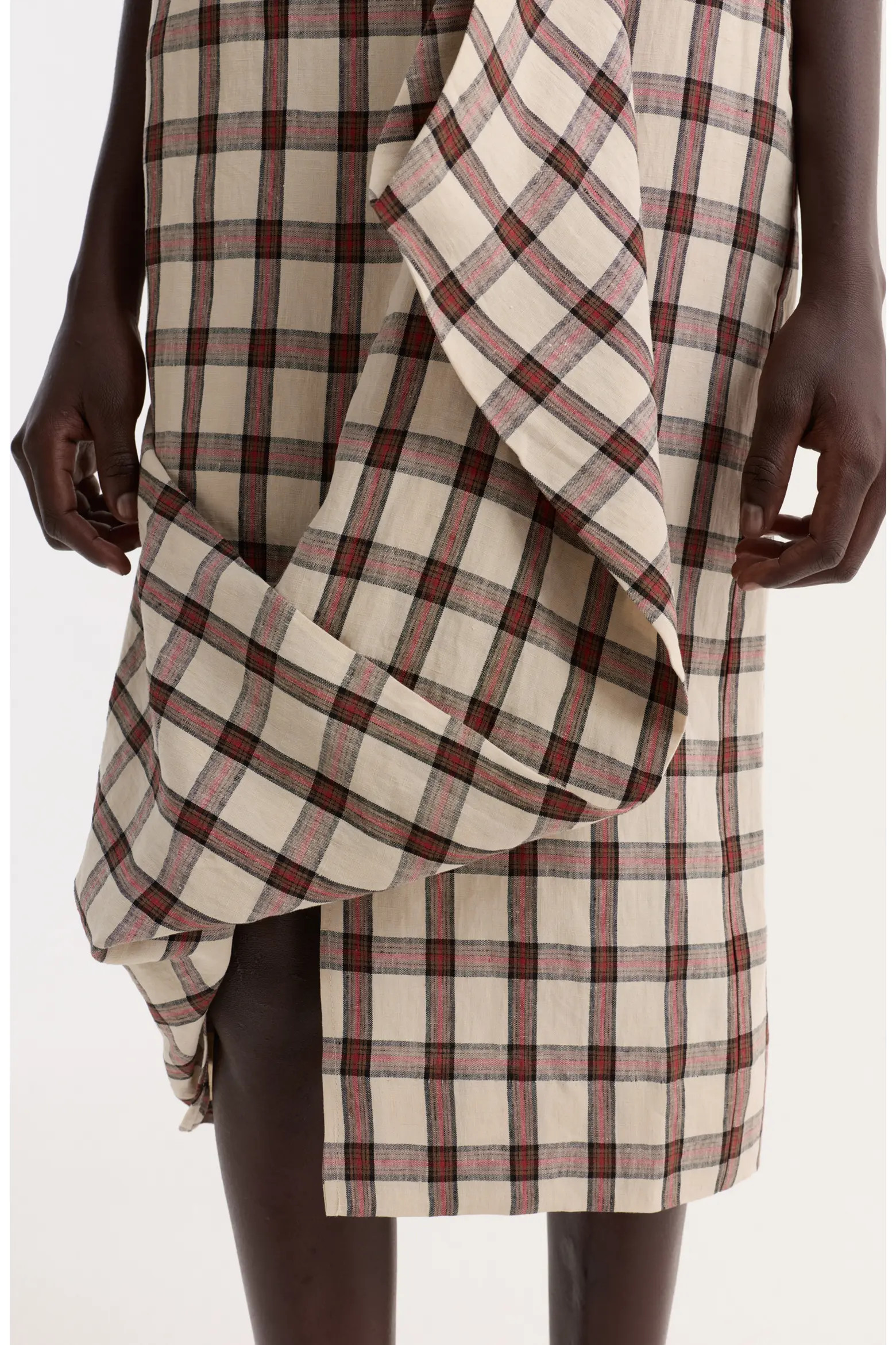 Check Draped Linen Skirt (Women) | Nordstrom | Nordstrom