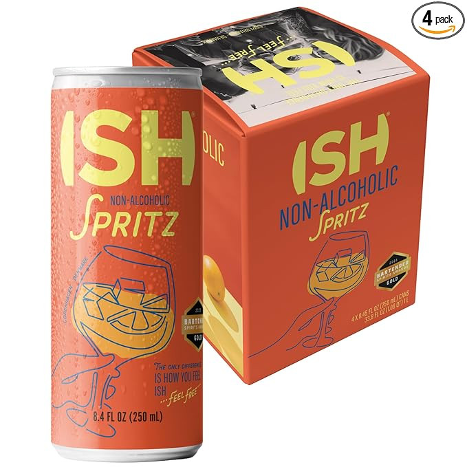 ISH Spritz, Non Alcoholic Aperol Canned Cocktail, Award Winning Non-Alcoholic Spirits, Gluten Fre... | Amazon (US)