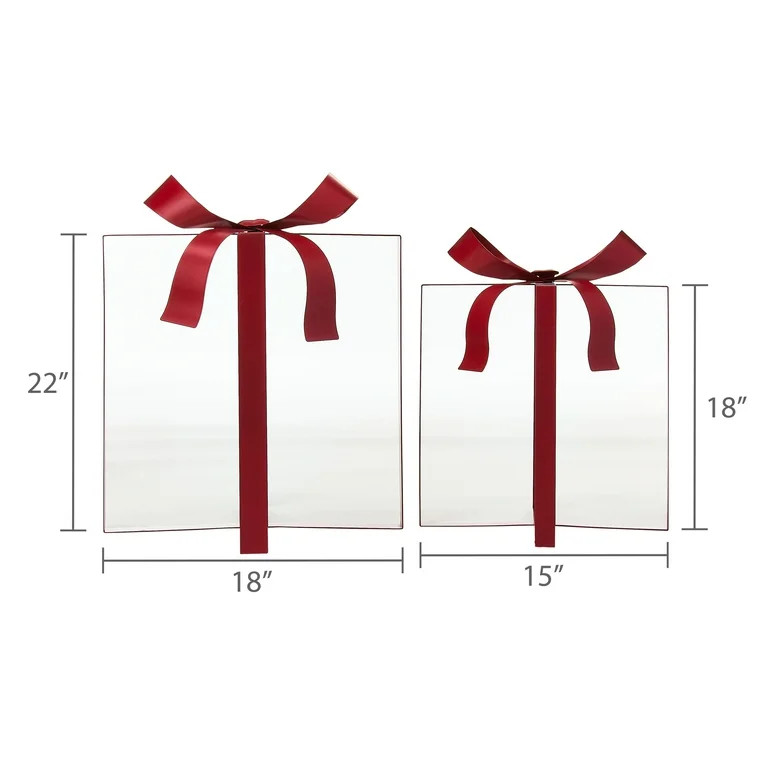 Metal Gift Box Christmas Decorationss, Red, Set of 2, by Holiday Time | Walmart (US)