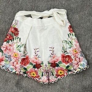 Zimmermann High Waist White and Red Floral Shorts | Poshmark