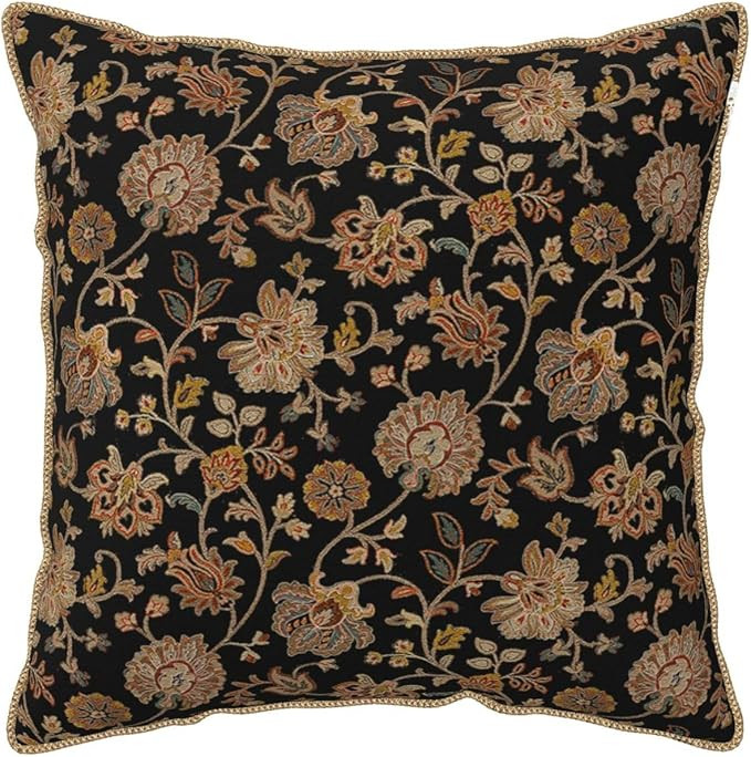 Vintage Tapestry Velvet Pillow Covers 20x20 In Black Brown Bohemian Boho Carpet Throw Pillows for... | Amazon (US)