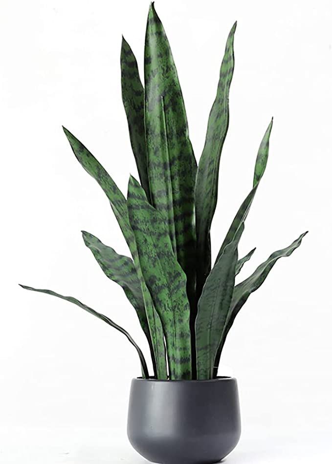 Ollain Artificial Snake Plant with Potted 23.6" Fake Plastic Sansevieria Faux Plants in Pot for O... | Amazon (US)