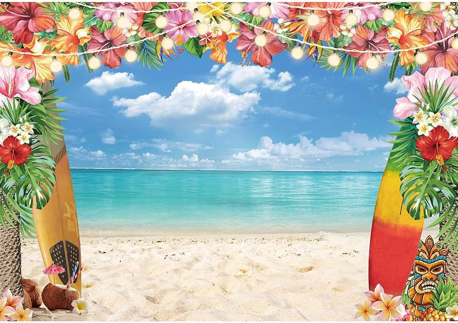 7x5ft Summer Hawaiian Beach Backdrop for Photography Tropical Flower Luau Hawaiian Party Decorati... | Amazon (US)