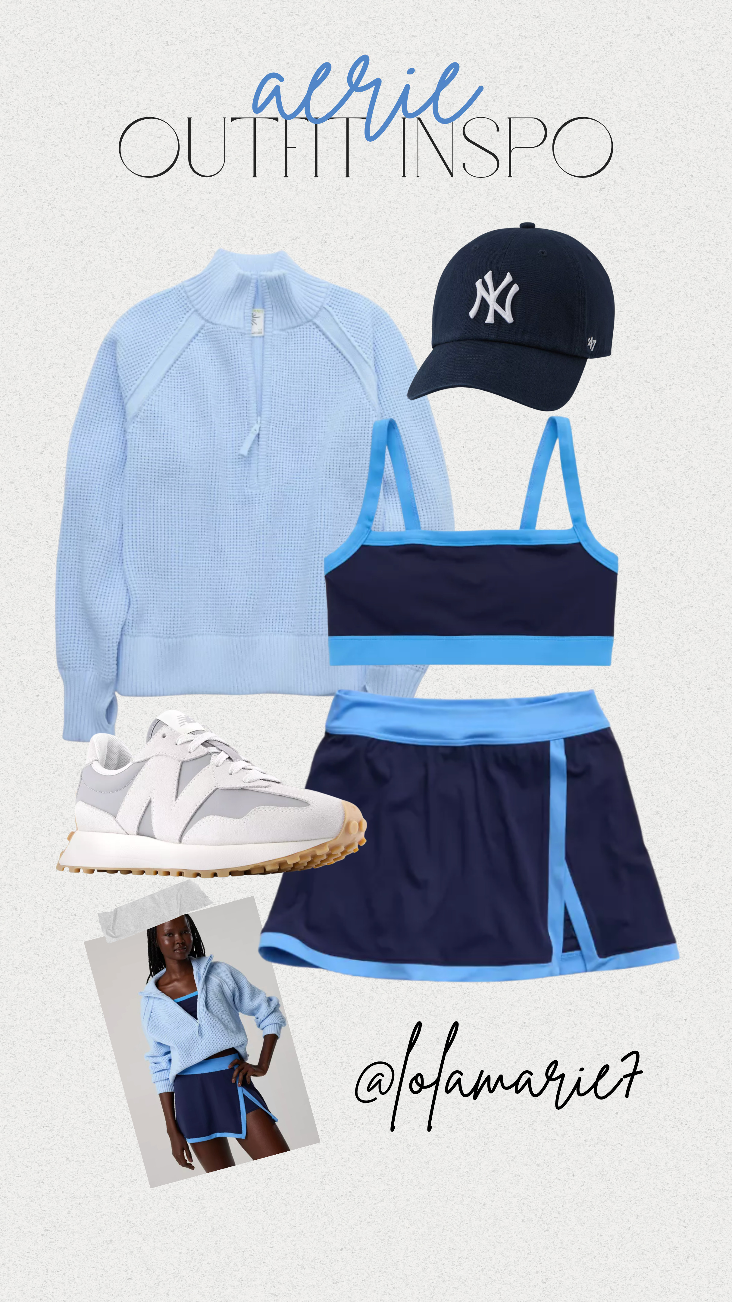 Aerie Outfit Inspo - LOVING this electric, navy, & icy blue combo! 

 #LTKootd #LTKActive #LTKSaleAlert