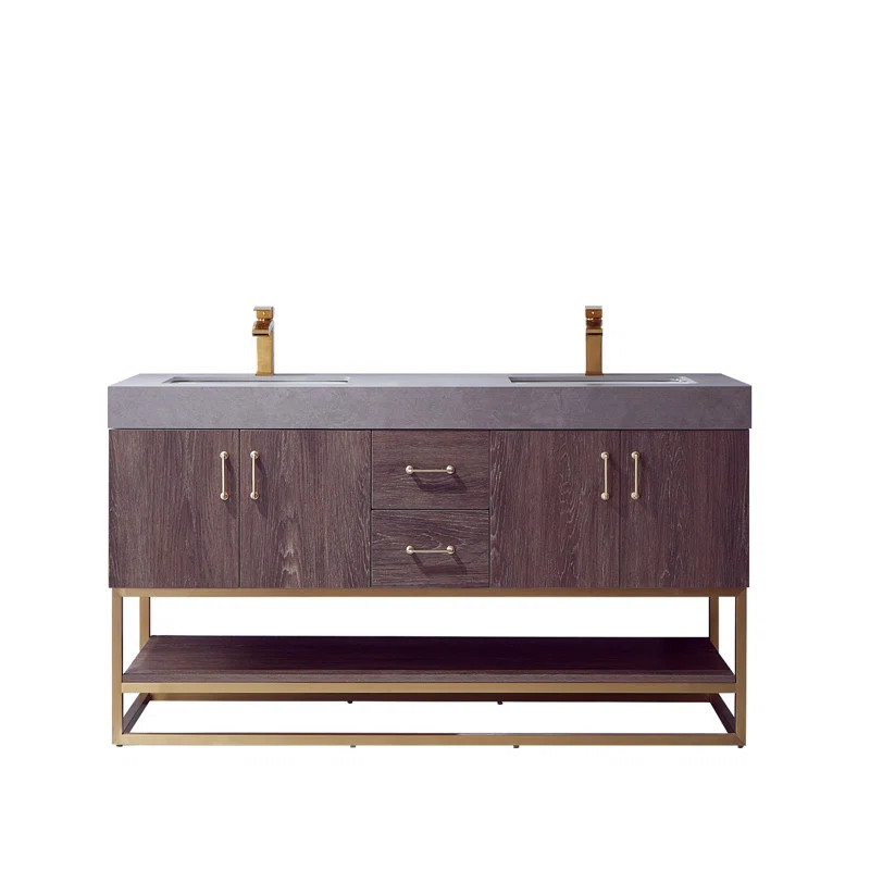 Annice 60'' Free Standing Double Bathroom Vanity with Stone Top | Wayfair North America