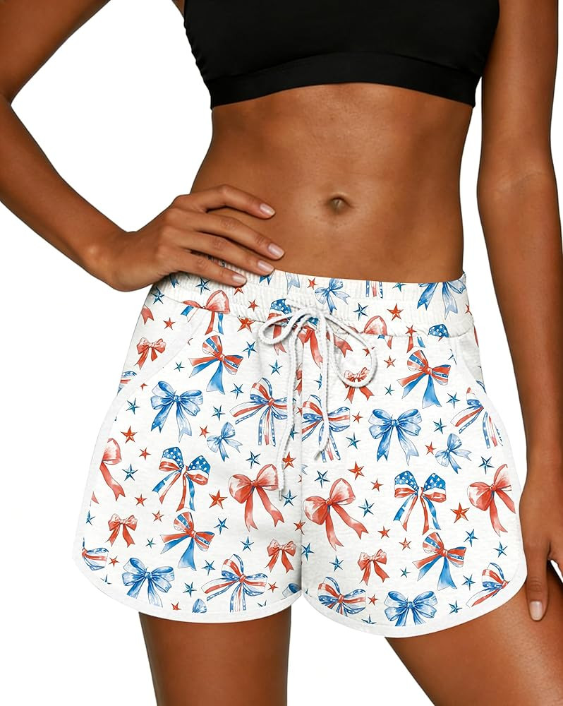 NEWWEN American Flag Shorts Women 4th of July Summer Board Shorts Fourth of July Patriotic Short ... | Amazon (US)