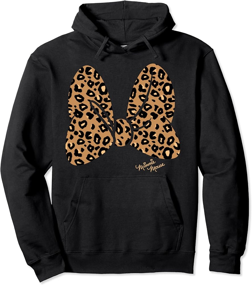 Disney Minnie Mouse Leopard Print Bow Pullover Hoodie | Amazon (US)