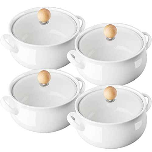 ALELION Small French Onion Soup Bowls, 18 OZ Soup Crocks with Double Handles and Glass Lids, Oven... | Amazon (US)