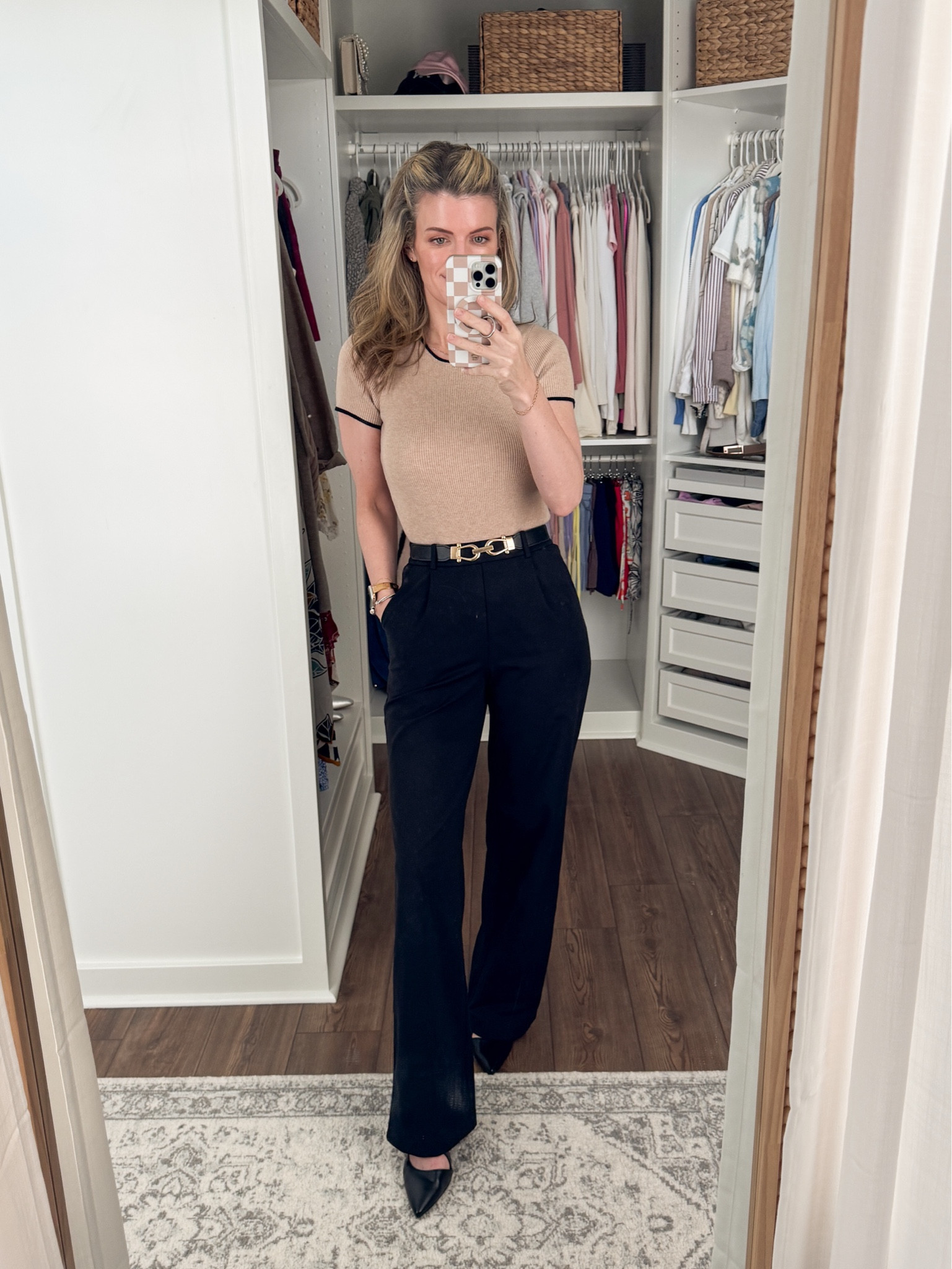 Work fit of the day 🖤 these pants are one of my favorites for the office! They’re stretchy, comfortable, and come in several lengths for the taller girlies 🙌🏻

#LTKootd #LTKTall #LTKWorkwear