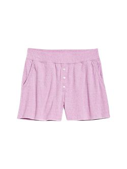 High-Waisted Rib-Knit Pajama Shorts for Women -- 3-inch inseam | Old Navy (US)