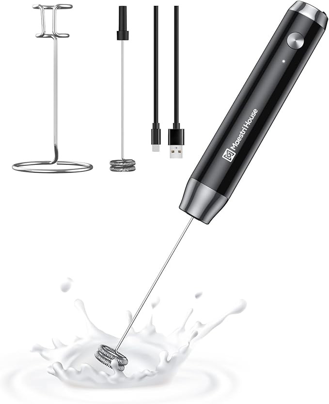 Maestri House Rechargeable Milk Frother with Stand, Handheld Electric Foam Maker Waterproof Detac... | Amazon (US)