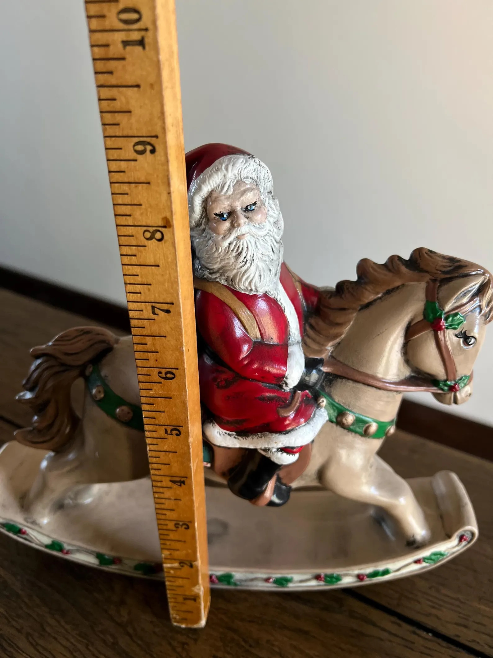 Hand Painted Santa on Rocking Horse Christmas Decoration Vintage Ceramic - Etsy | Etsy (US)