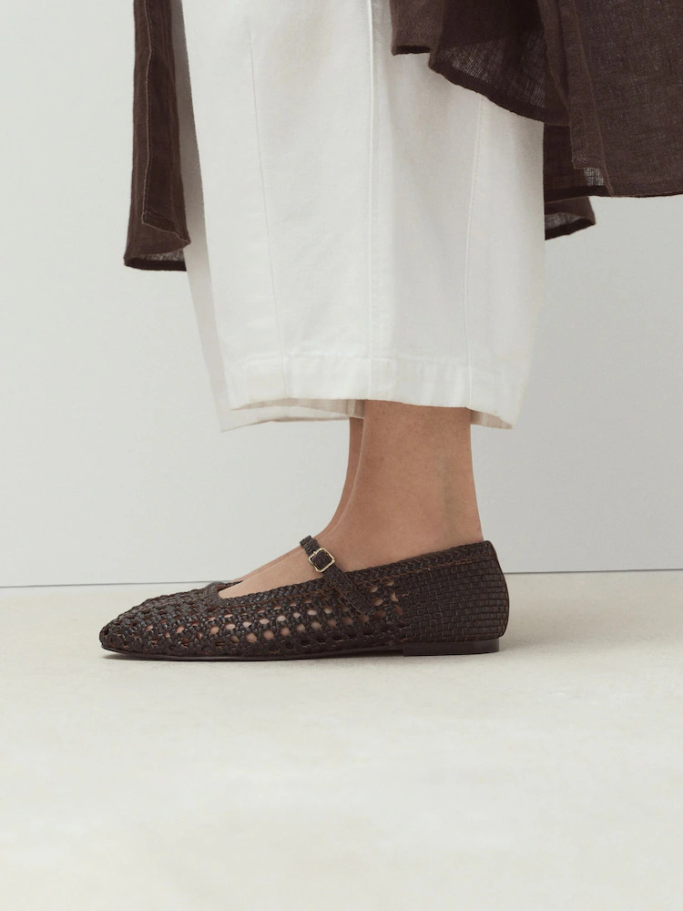 Chocolate Brown Forever Comfort\u00ae Square Toe Woven Maryjanes Shoes | Next US