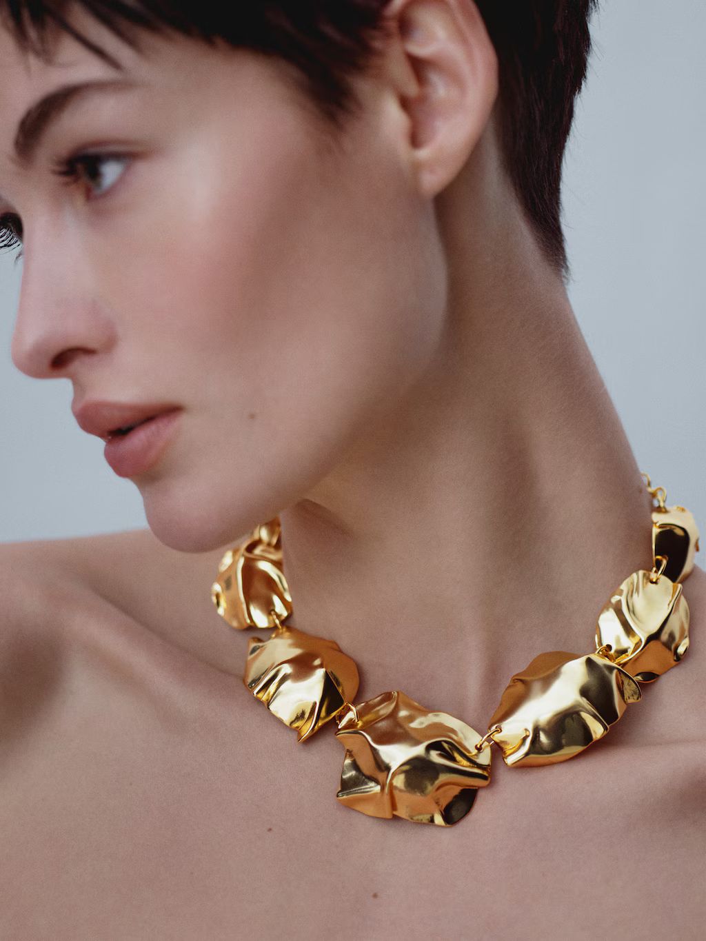 18k textured necklace -  Women | Mango USA | MANGO (US)