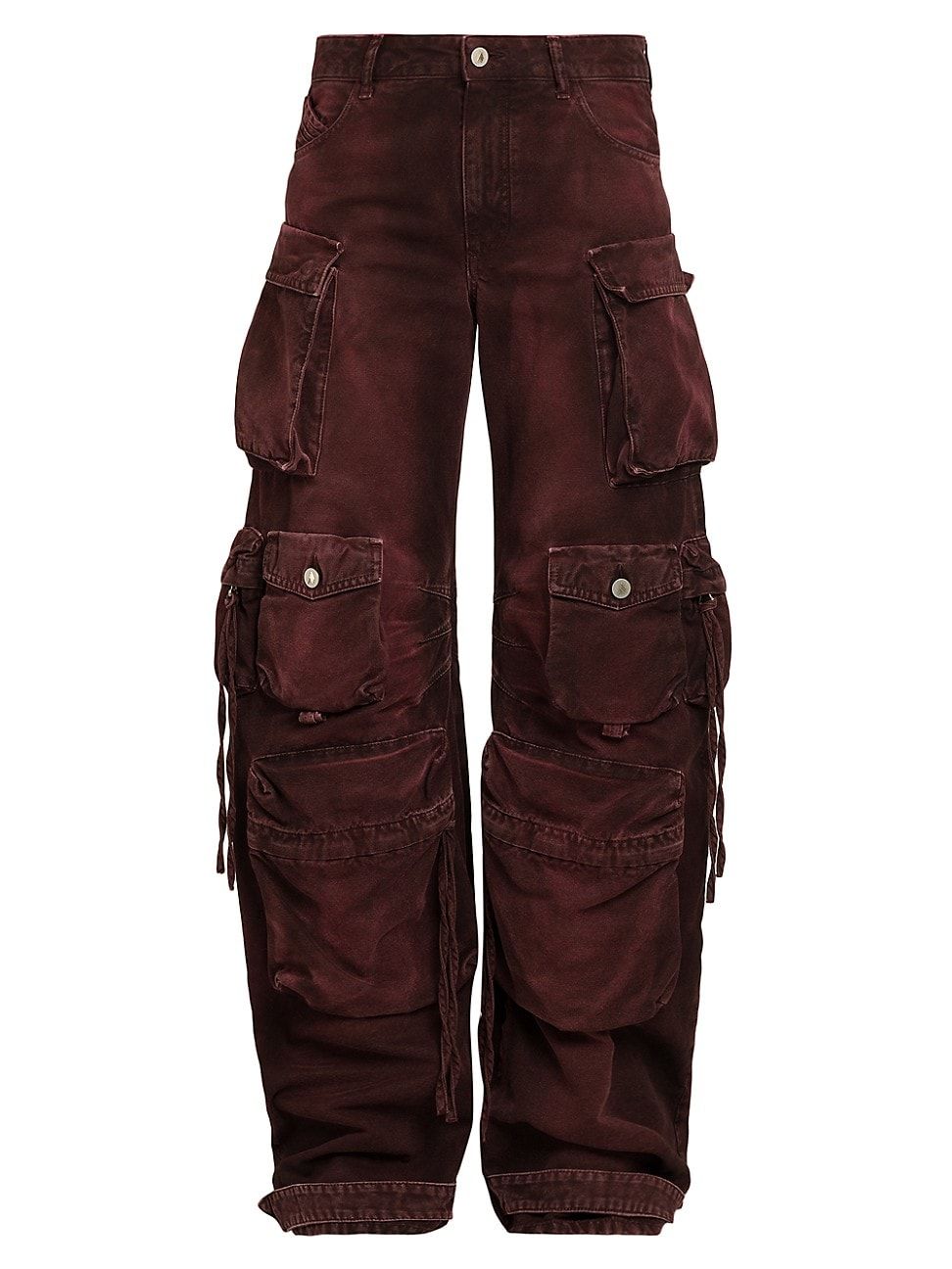 Women's Fern Lunghi Mid-Rise Wide-Leg Cargo Jeans - Red Burgundy - Size 28 | Saks Fifth Avenue