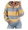 Cicy Bell Women Striped Color Block Cardigan Zip Long Sleeve Knit Sweater | Amazon (US)