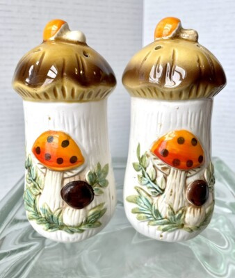 Vintage 1970s Merry Mushroom Salt Pepper Shakers 4.5 Inch Sears Roebuck READ  | eBay | eBay US