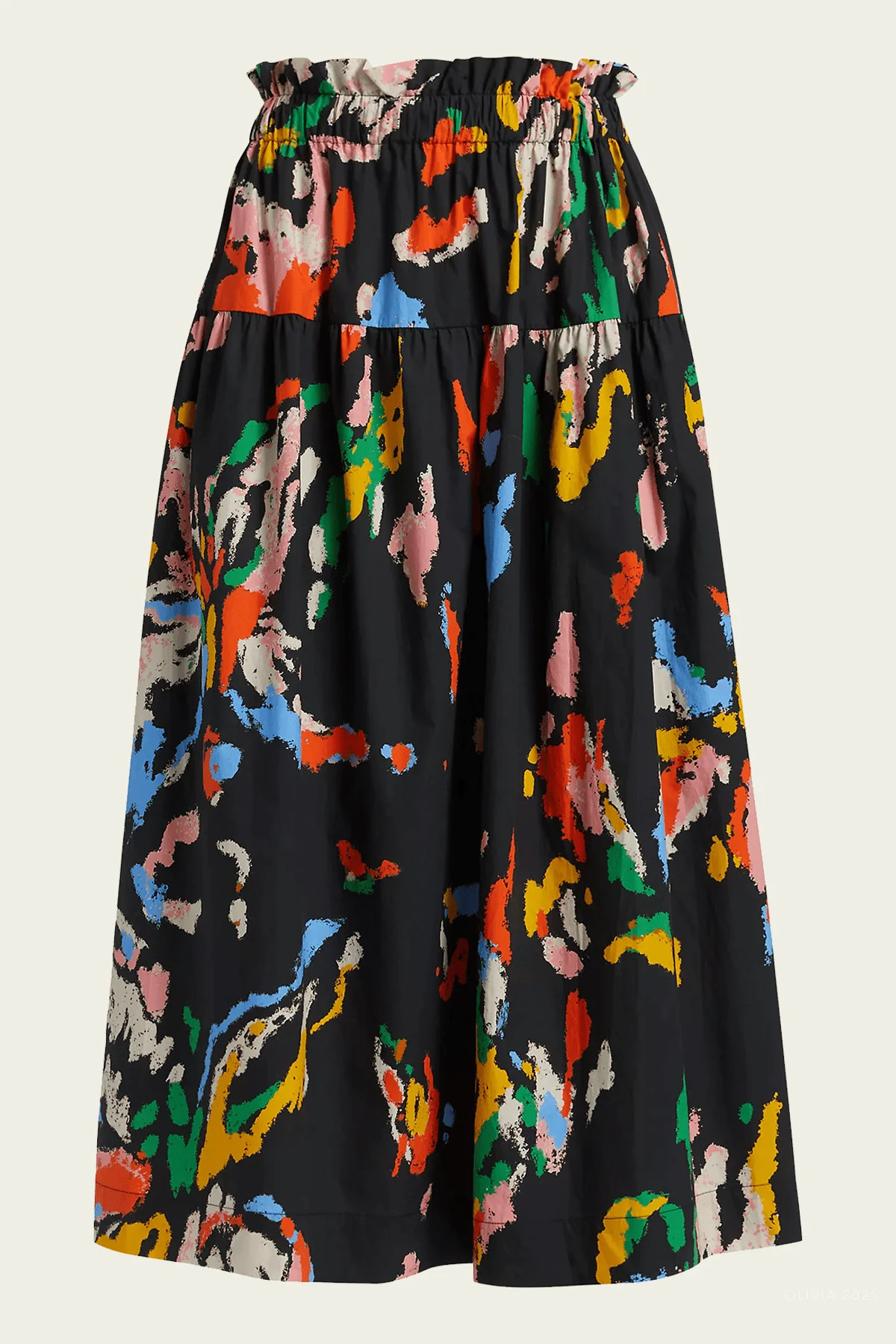 Jayden Cotton Midi Skirt in Black Multi - Black L | Shop Olivia