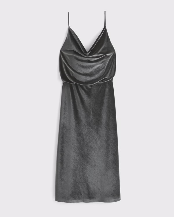 Velvet Open-Back Midi Dress | Abercrombie & Fitch (US)