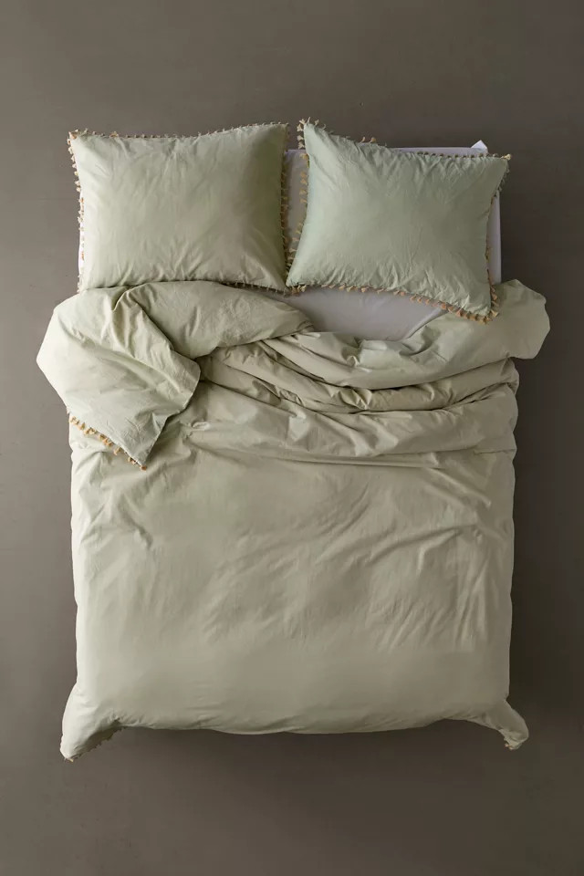 Washed Cotton Tassel Duvet Cover | Urban Outfitters (US and RoW)