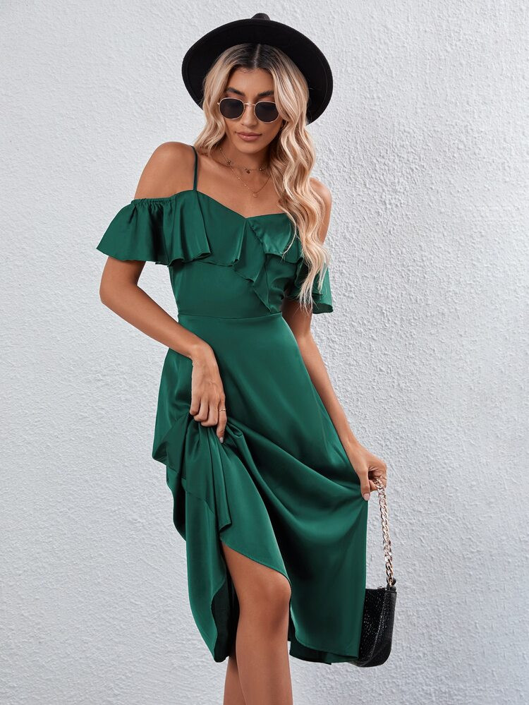 Cold Shoulder Ruffle Trim Dress | SHEIN