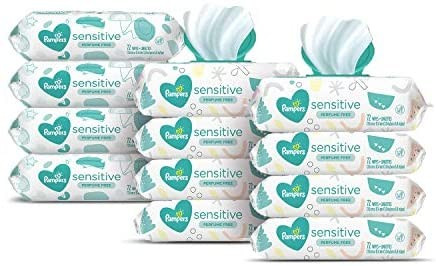 Baby Wipes, Pampers Sensitive Water Based Baby Diaper Wipes, Hypoallergenic and Unscented, 8 Pop-... | Amazon (US)