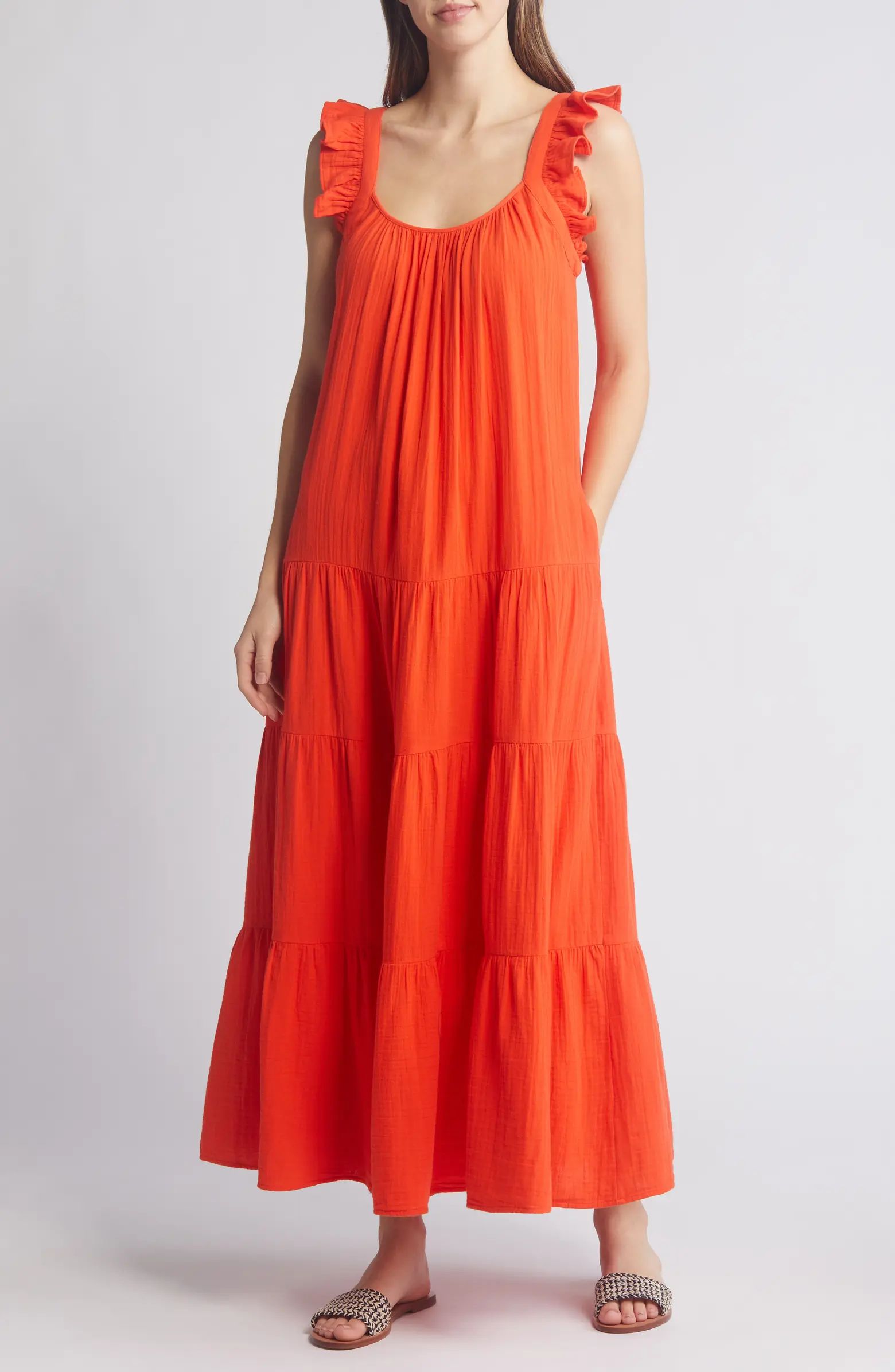 Caslon® Ruffle Tiered Cotton Maxi Dress | Nordstrom | Nordstrom