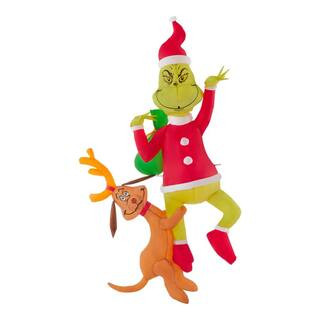 Dr. Seuss6 ft Pre-Lit LED Airblown Hanging Grinch with Max Christmas Inflatable(65)Questions & An... | The Home Depot