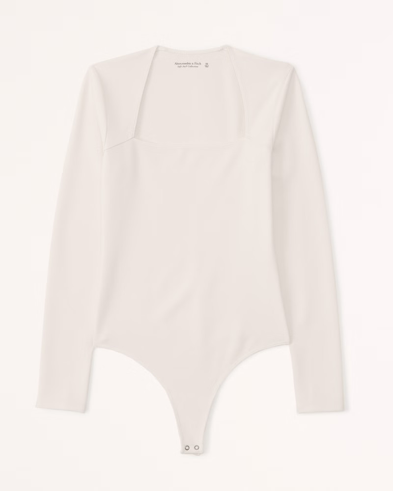 Long-Sleeve Ponte Squareneck Bodysuit | Abercrombie & Fitch (US)