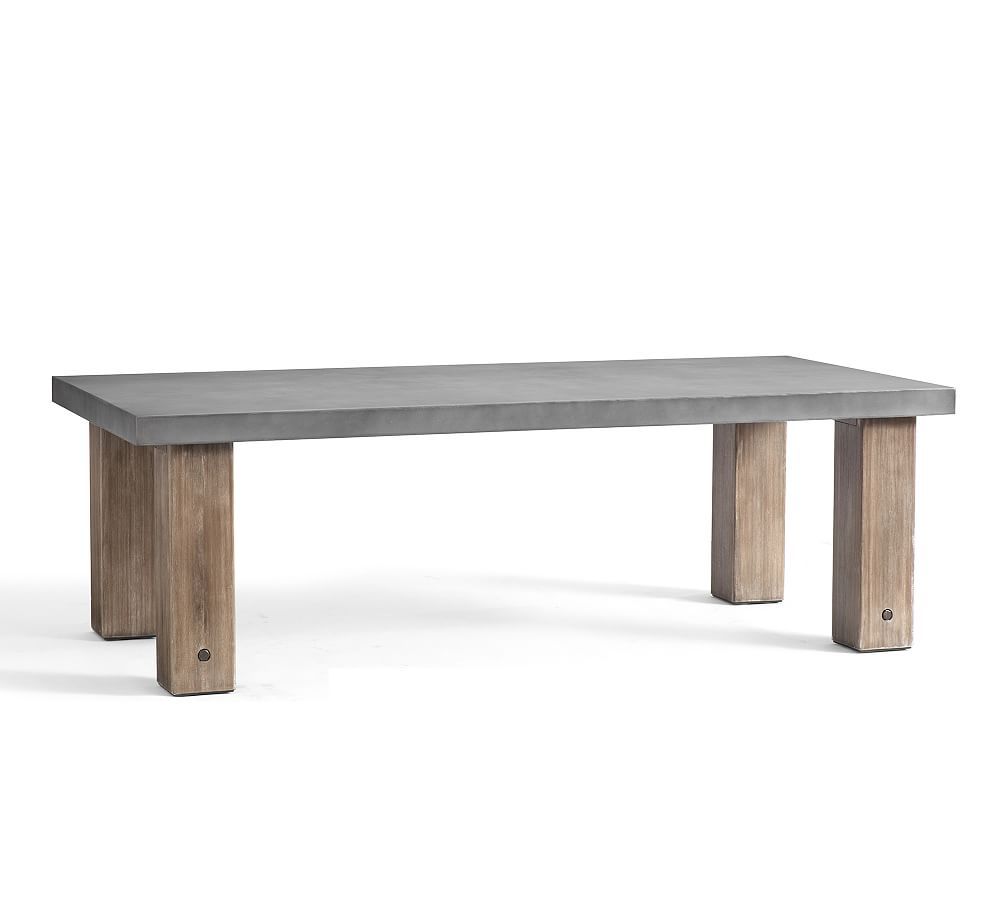 Abbott Indoor/Outdoor 96" Concrete & FSC® Acacia Chunky Leg Dining Table | Pottery Barn (US)