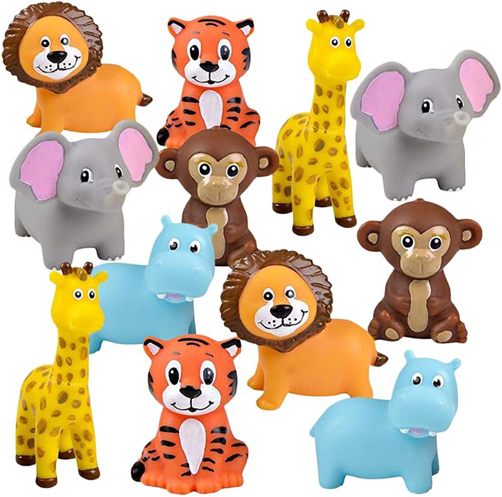 ArtCreativity Vinyl Zoo Animals, Pack of 12 Assorted Squeezable Toys, Safari Birthday Party Favor... | Amazon (US)
