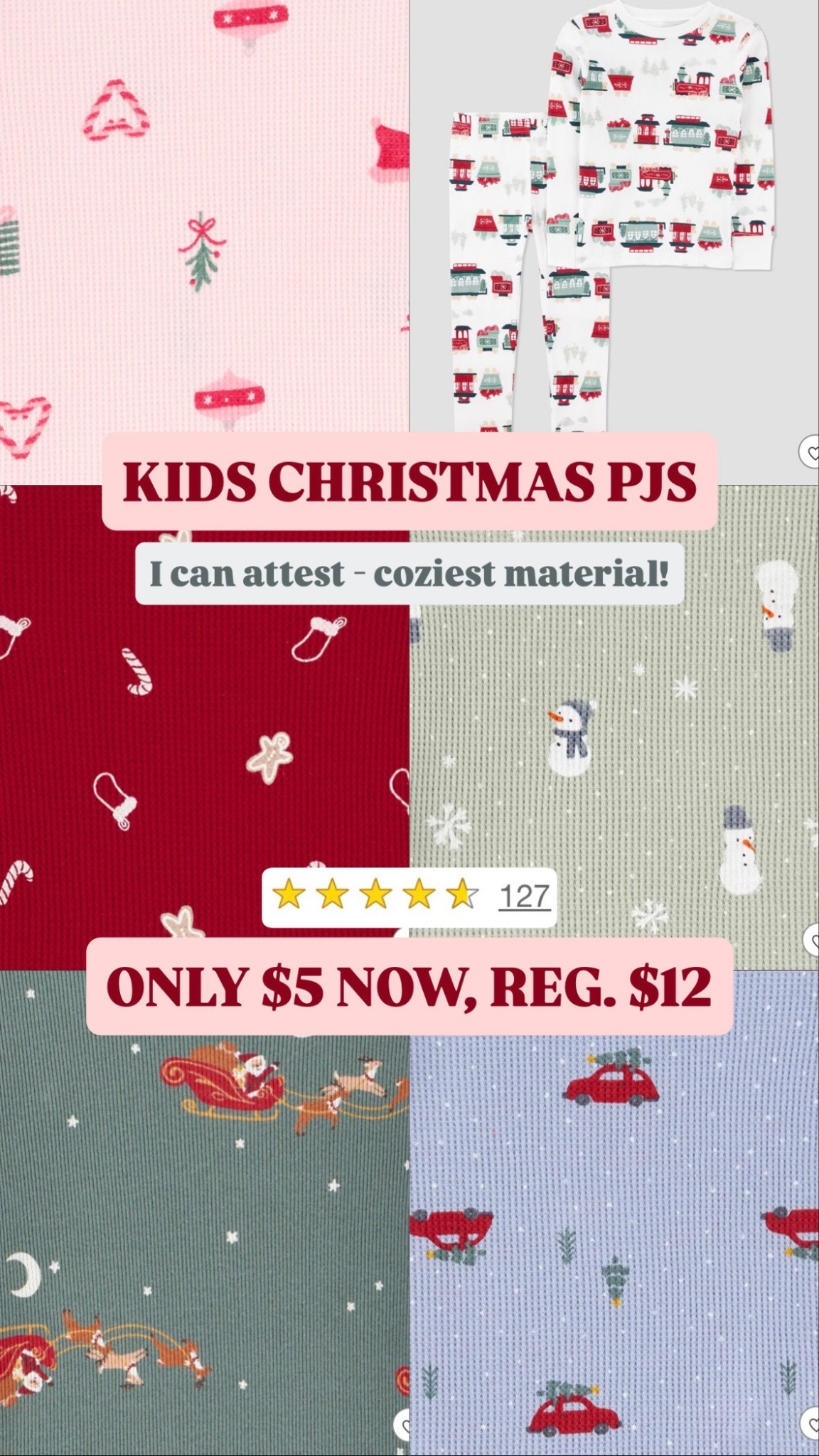 Carters kids Christmas pjs on sale at target! Only $5 now!!! Lots of cute patterns most are gender neutral so great for sibling matching! Very cozy material and TTS

#LTKKids #LTKGiftGuide #LTKHoliday