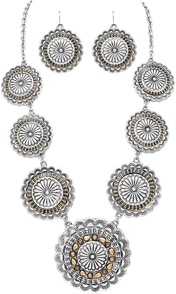 Rosemarie & Jubalee Women’s Cowgirl Chic Statement Western Concho Medallion Necklace Earrings S... | Amazon (US)
