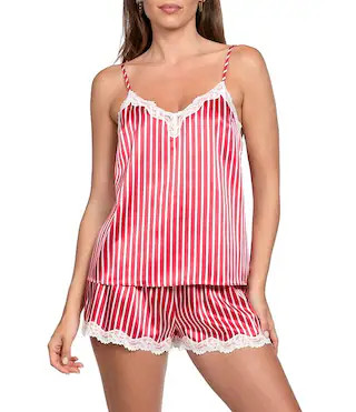 In Bloom By Jonquil Stripe Print Sleeveless V-Neck Satin Shorty Pajama Set | Dillard's