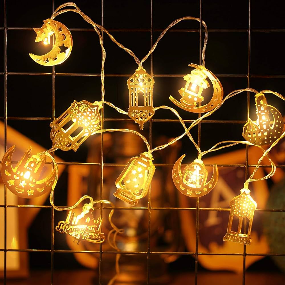Eid Al Adha Decorations String Lights, Eid Moon Star Kerosene Lantern Lamp, Battery Operated for ... | Amazon (US)