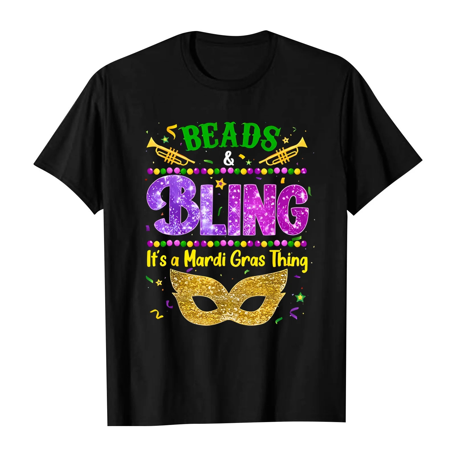 It's Mardi Gras y'all Casual Shirts for Women Plus Size Short Sleeve Mask Printed Party Tunic Top... | Walmart (US)