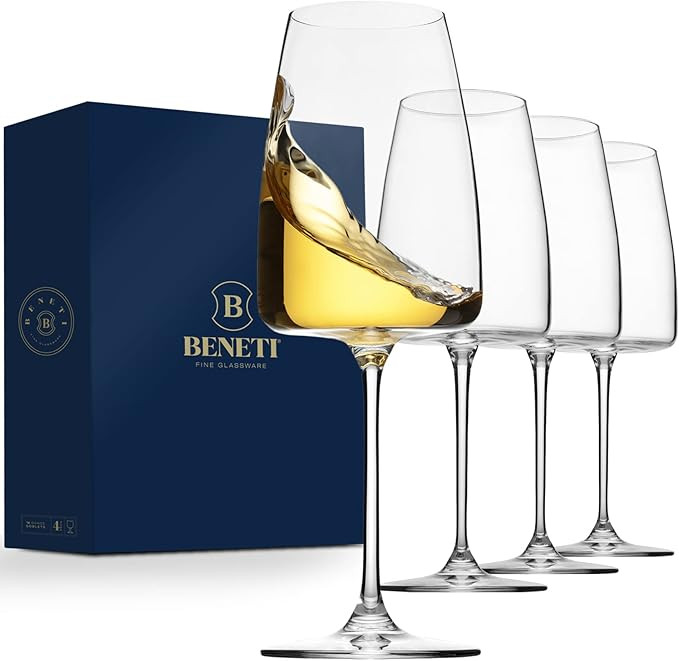 Exquisite White Wine Glasses [Set of 4] 14 Ounce - Premium Clear Glass Bordeaux Wine Glasses Larg... | Amazon (US)