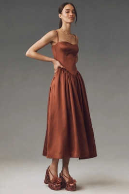 Mare Mare Amaya Corset Fit-and-Flare Midi Dress | Anthropologie (US)