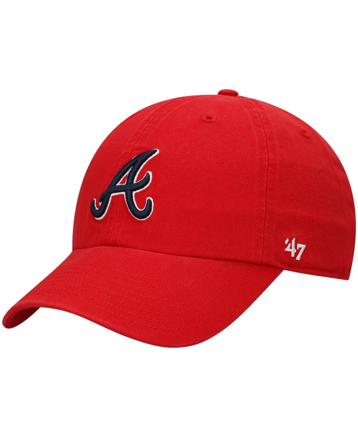 Men's '47 Red Atlanta Braves Team Clean Up Adjustable Hat - Red | Macy's