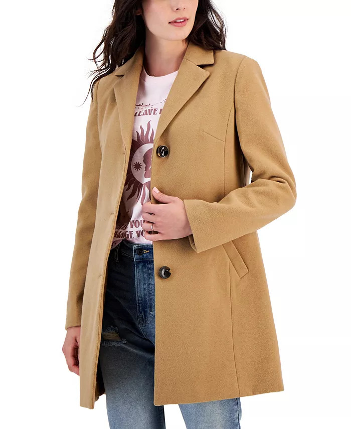 Juniors' Long-Sleeve Reefer Coat, Created for Macy's | Macy's