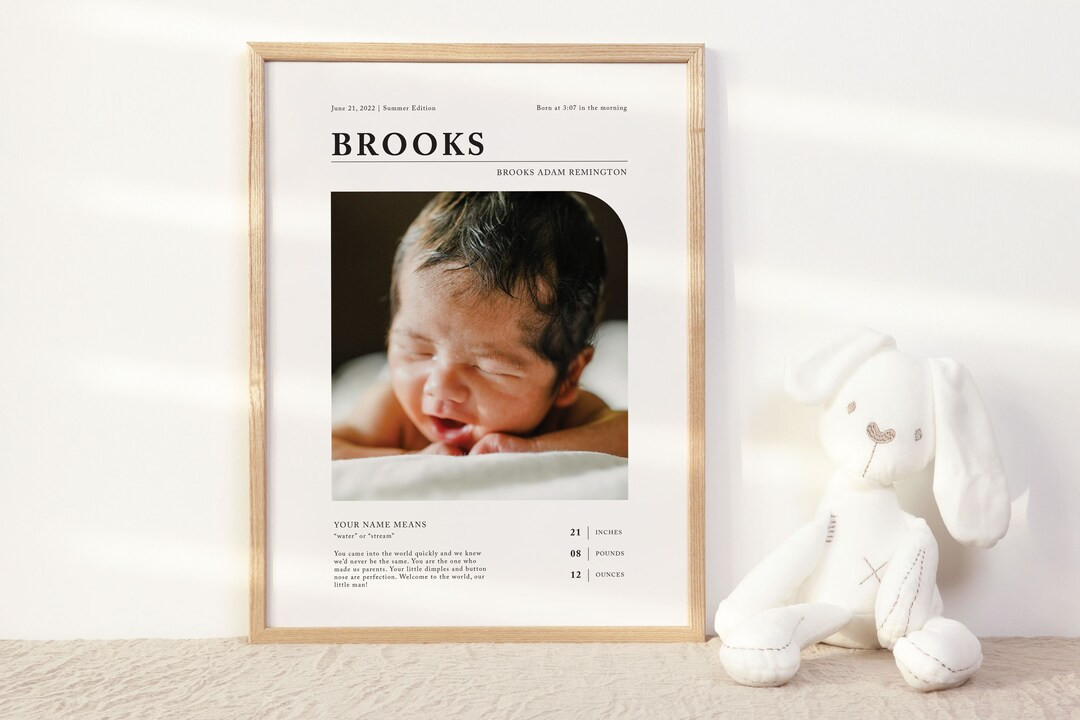 Newborn Birth Stats Modern Magazine Art Print Newborn Poster, New Baby New Mom Personalized Gift,... | Etsy (US)