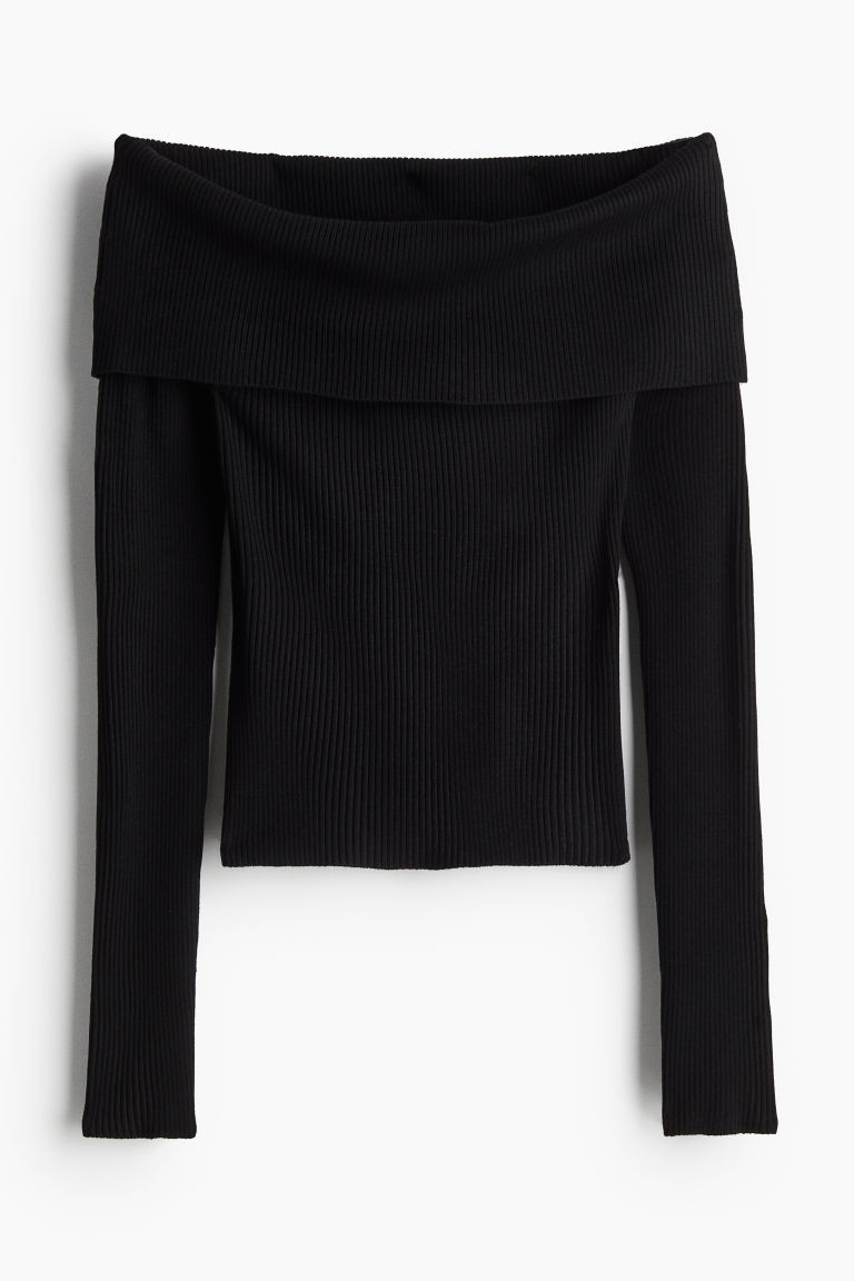 Rib-knit off-the-shoulder top | H&M (UK, MY, IN, SG, PH, TW, HK)