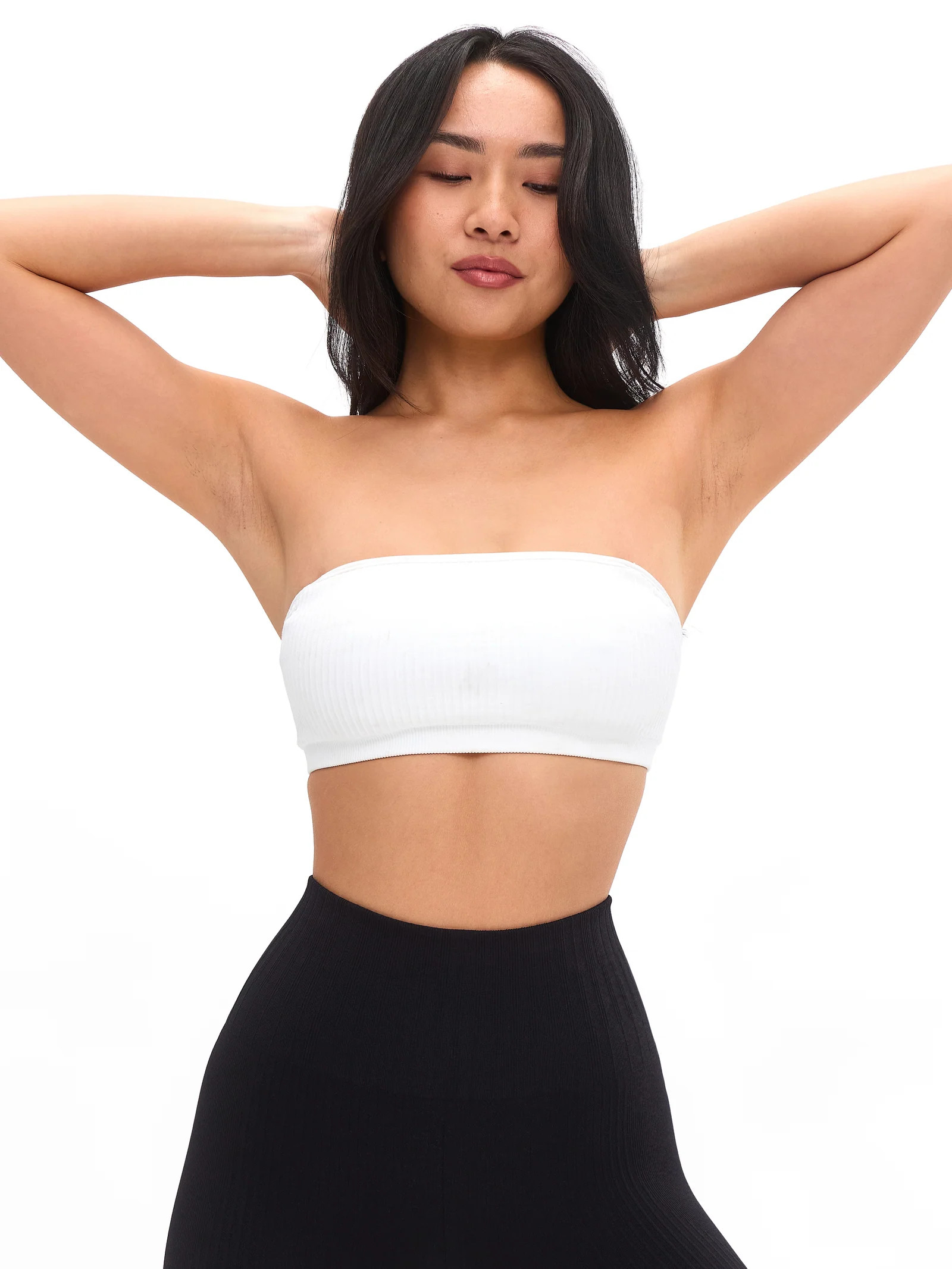 Seamless Ribbed Bandeau - White | Buffbunny Collection